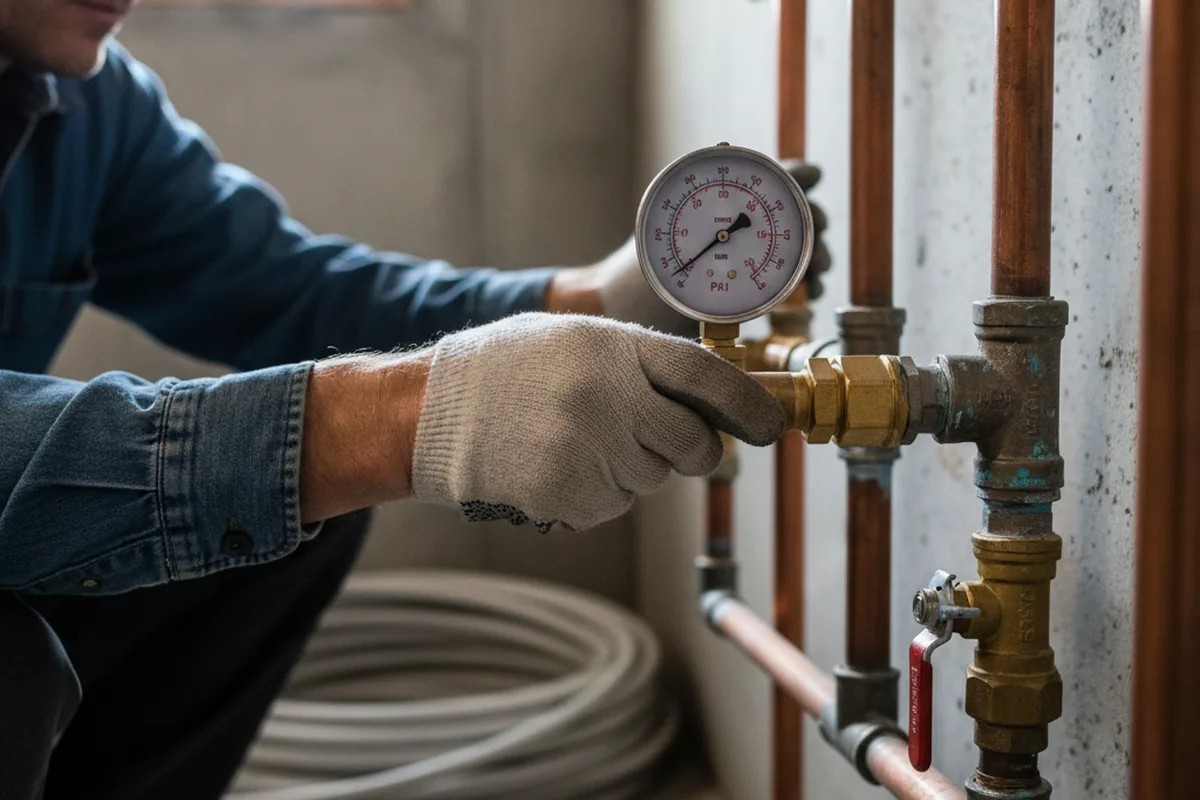 Pressure testing a repaired line during Water Line Repair in Saugus